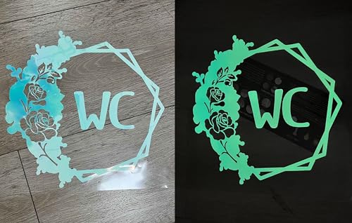 WandSticker4U®- [changeant de couleur, brille dans le noir] Autocollant WC porte toilette lumineux FLEURS (30x30 cm) I Stickers fluorescent WC floral fleurs I...
