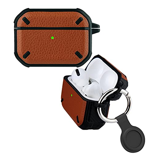 Yqg Compatible With Apple Airpods Pro Case And Airtag Tracker Case, Durable Leather Rugged Armor Cover Shock-Proof Protective With Keychain For Airpods Pro Case (Brown) #TOP8