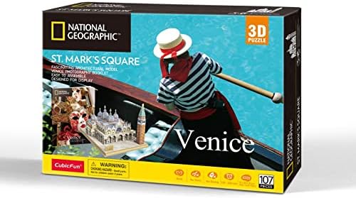 Enhance Your Experience 3D Italy Puzzle Models and Architecture Kits for Both Adults and Kids, Including National Geographic Booklet for Venice’s St. Mark’s Square