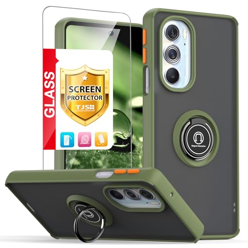 Coque Motorola Moto Edge 30 Pro et X30 avec protège-écran verre trempé et anneau vert