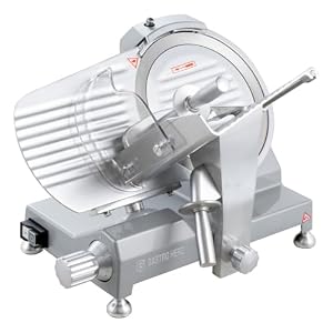 GastroHero Aufschnittmaschine 250 mm, einstellbar, Aluminium ASM250