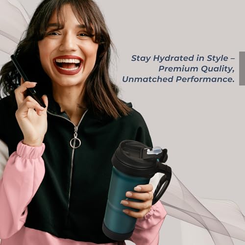 Image of FLAIR Atom Vacuum Insulated Flask 709ml - Green,Leak-Proof, Hot & Cold, 304 Stainless Steel, Tough & Durable, Food Grade Travel Tumbler - Stay Hydrated, Sip Anywhere