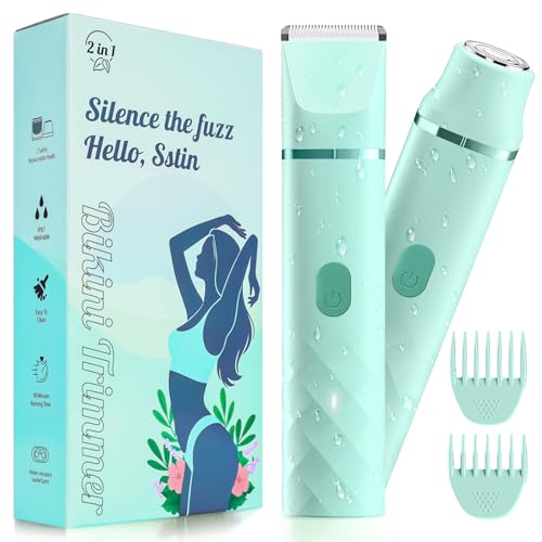 Bikini Trimmer for Women, IPX7 Waterproof, Painless Rechargeable Electric Razor