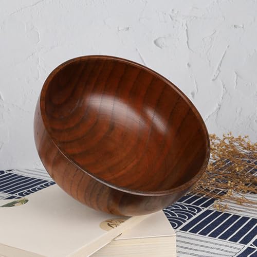 Cuenco redondo de madera grande con superficie lisa y resistente YARNOW 7
