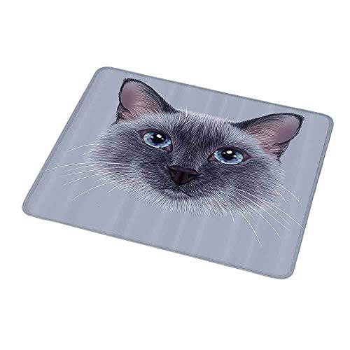 Mouse padpink Animal,Portrait Image of Thai Siamese Cat with Retro Style Lettering Artwork,White