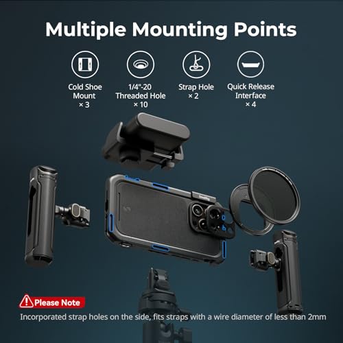 SMALLRIG Kit portátil duplo para celular para iPhone 16 Pro Max, equipamento de telefone com alça la