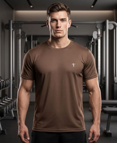 Image of T T Men Dri-Fit Polyester Dot- Knit Fabric| Round Neck | Half Sleeve | Sweat-Wicking Gym & Active Wear Tees