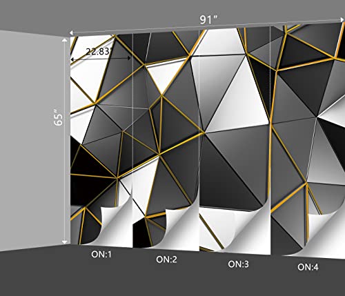 Bzhxbz - Black And Gold Geometry Wallpaper Bedroom Grey Murals Modern Office Trendy Mens Room Decor Living Room Tv Background Large Wall Mural - 91"X65" Not Peel And Stick #TOP3