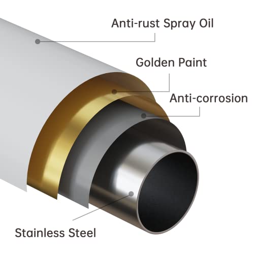 Eboatop Gold Short Shower Curtain Rod - 27-43 Inches - Never Rust No Drill Non-Slip Spring Tension Shower Rod, Metal Steel, Gold #TOP4