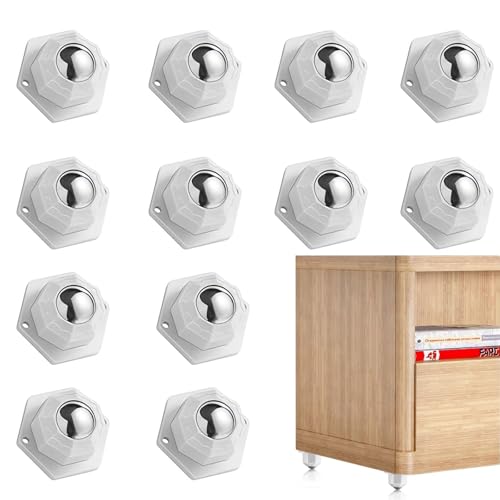 FYSL 12 pièces Roulettes Pivotantes Auto-Adhésives, Petite Roulettes pour Meubles, 360 Poulie Mobile Rotative, Roulettes Silencieuses pour Meubles Ustensiles...