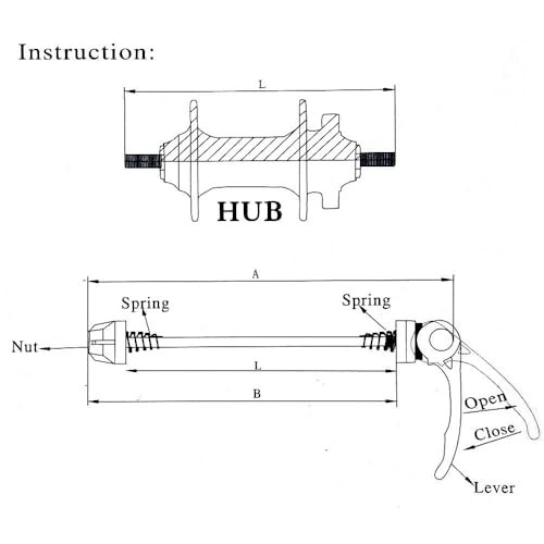 Free-fly MTB Quick Release Bicycle Hub, Road Mountain Bike Front & Rear Axle Hollow Shaft Set with Standard Spacing (1 Pair, 4 Piece)