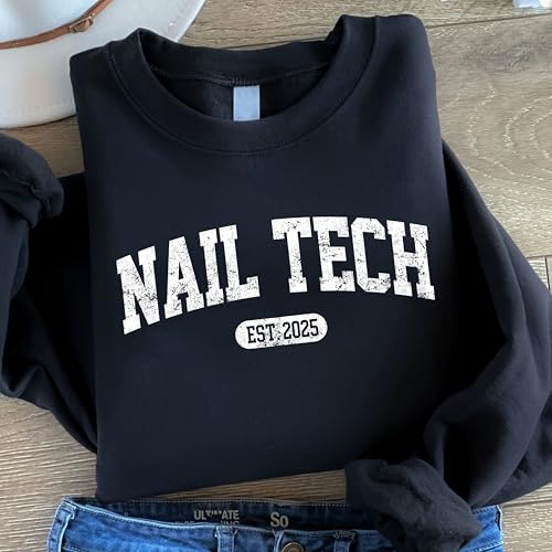 CHILLEVER Personalized Nail Tech Sweatshirt, Custom Manicurist Sweater, Salon Crewneck, Graduation Gift for Beauty Professional, Appreciation Week Present4