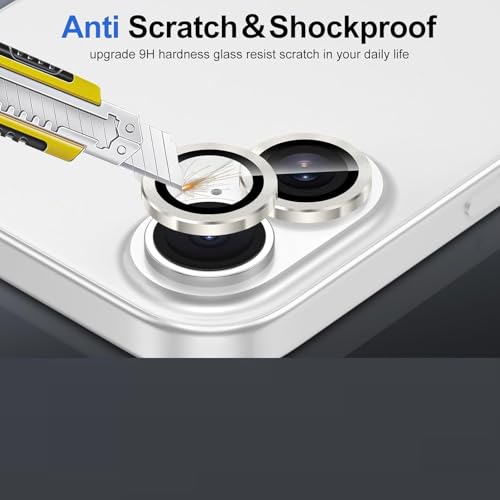 Image of Skinomi Camera Lens Protector Compatible with iPhone 17, [Anti-Scratch] Premium Tempered Glass Film Aluminum Alloy Lens Ring Cover- Gray Titanium