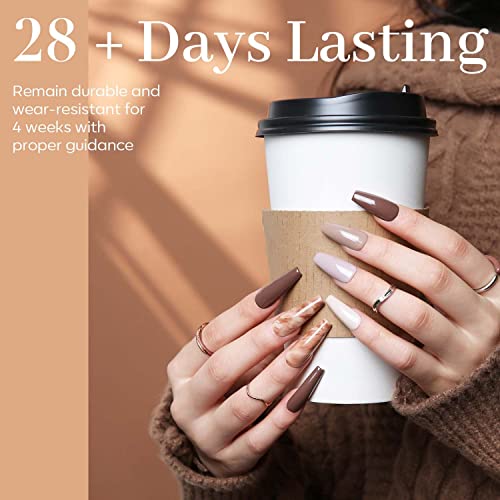 Image of DUDUSTRONG Bolt Bee Gel Glossy Finish Nail Polish Kit Gel Nail Polish Set - 6 Colors Fall Winter Nude Coffee Brown Gray Gel Polish Neutral Dark Brown (A1 C Nude Brown (124+62+1+2+134+127)), 90 Ml