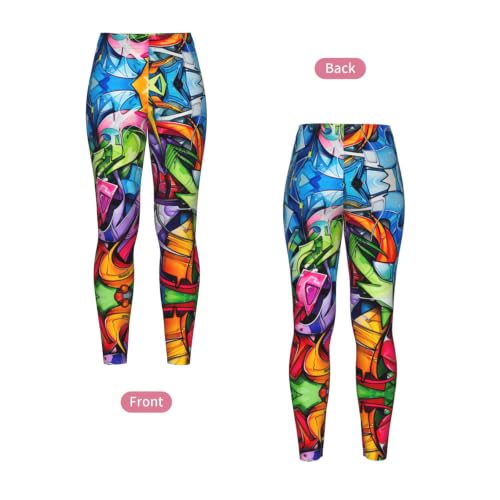 Leggings con estampado de graffiti para mujer de tacto suave 4