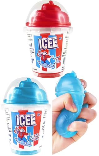 Incredible Play ICEE Scented Squishy Toys Squeezy, Stretchy Stress Fidget Toy Complete Gift Set Party Bundle - 2 Pack (Red Cherry & Blue Rasberry)