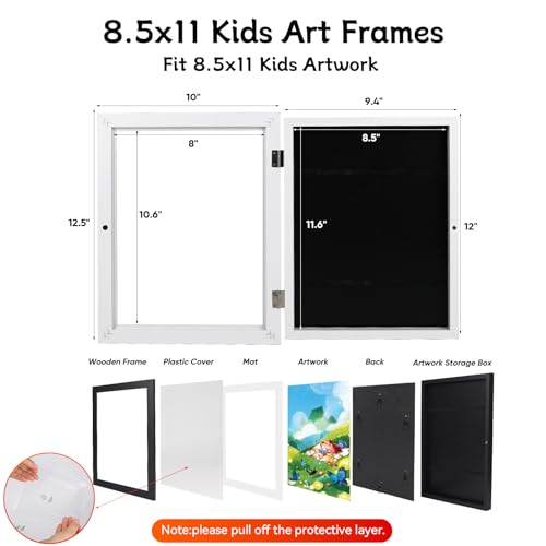 wesellcan 3Pack Kids Artwork Frames - Changeable, Front Opening Holds 150, 8.5x11 White Rows Children's Art Frame for Storage and Display by wesellcan - Image 2