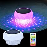 Brillistep Floating Solar Pool Lights with Remote Control, Waterproof IP68 Solar Powered RGB Pool Lights