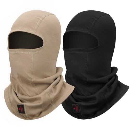 Image of FR Face Mask for Men - Fire Resistant Balaclava Welding Head Cover, 100% Cotton Full Face Hood & Neck Protector