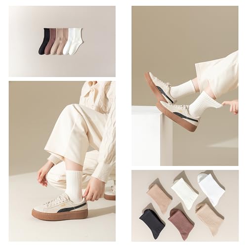 5/6 pairs crew socks for womens, No pilling socks,Casual thin Socks and cozy socks 5-94