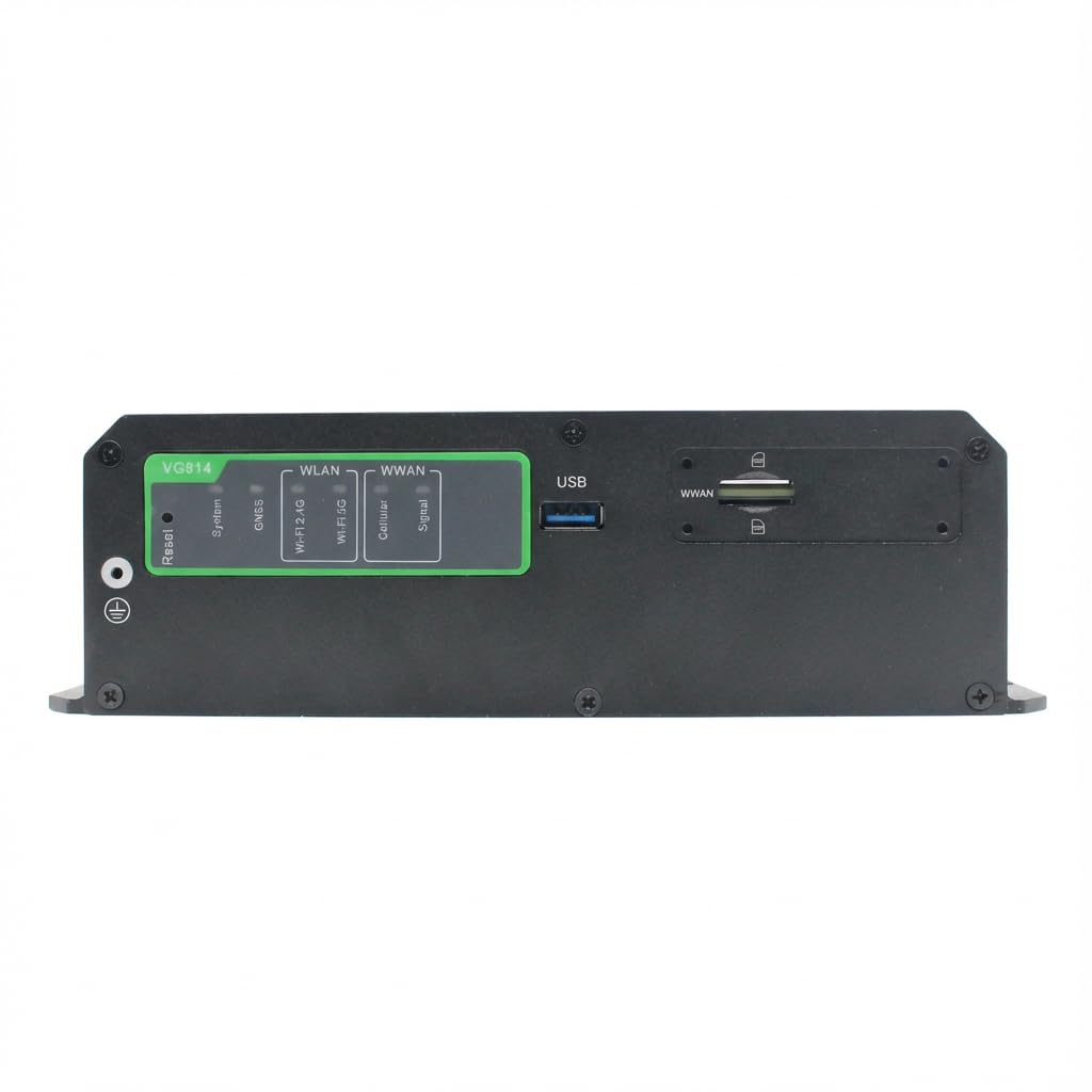 InHand Networks VG814 Gateway per veicoli industriali, router 4G LTE Cat 6, Dual SIM, Wi-Fi dual-band, 4x Gigabit Ethernet, certificazione ITxPT e E-mark, GNSS, supporto Python/Docker per la gestione