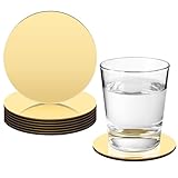 Maxcheck 6 Pcs Gold Silver Stainless Steel Coasters Bulk 4 Inches Metal Mirror Round Modern Coasters for Wedding Drinks Coffee Table Glass Mug Cup Teacup Party Supplies (Gold)