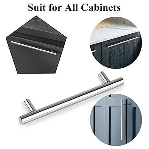 Image of Probrico 15 Pack | Polished Chrome Cabinet Pulls, 7-9 /16 Inch Hole Center, 10 Inches Total Length, Stainless Steel Euro Bar Kitchen Cabinet Pulls,Chrome Drawer Pulls