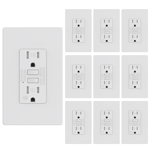 La Mejor Recopilación de Gf22bgsk Top 10. 48 WEBANG Salidas GFCI, resistentes a la manipulación y a la intemperie, receptáculo GFCI con indicador LED, placas de pared sin tornillos con diseño más delgado, 15 Amp/125 Volt,...