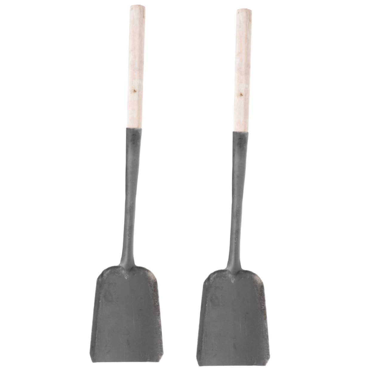 2 Stück Kamin und Ascheschaufel aus Robustem Metall mit Langem Holzgriff Multifunktionale Reinigungsschaufel für Kohle Asche und Grillkohle im Haushalt
