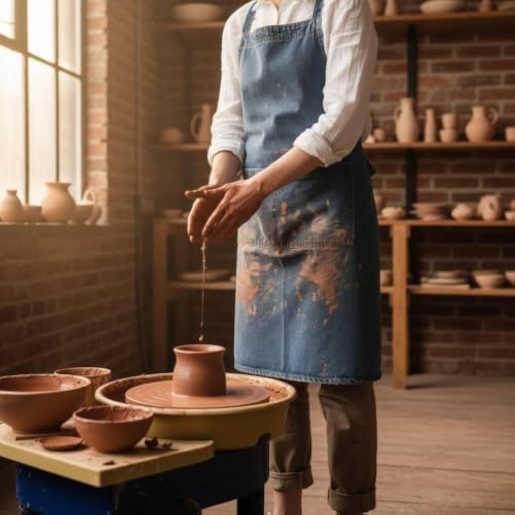 Denim Bib Apron, Thick Textile Stain Resistant Workwear