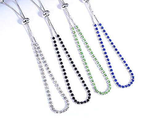 Platinum Plated White Cubic Zirconia Tennis Bracelet Simulated Sapphire Emerald Slider Bangle Bracelet For Women Girls #TOP3