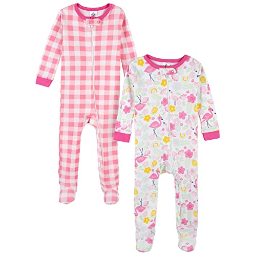 Image of Gerber Baby Girls' 2-Pack Footed Pajamas