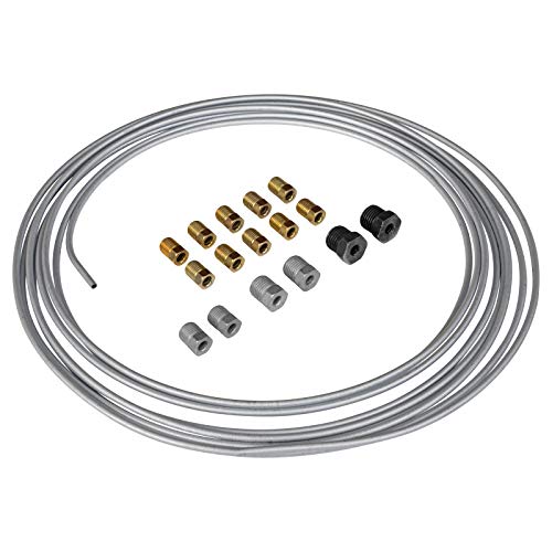 4LIFETIMELINES Galvanized Steel Brake Line Tubing Coils and Fittings, 2 Kits, 3/16 x 25