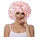 Vettres Silk Bonnet for Sleeping Straight Hair Double Layer Satin Bonnets with Tie Satin Hair Bonnet for Sleeping Pink Rose