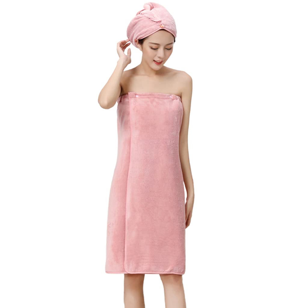 Asciugamano da bagno da donna in velluto corallo con chiusura a bottone regolabile in microfibra accappatoio copertura del corpo vestito tinta unita coperta da doccia assorbente