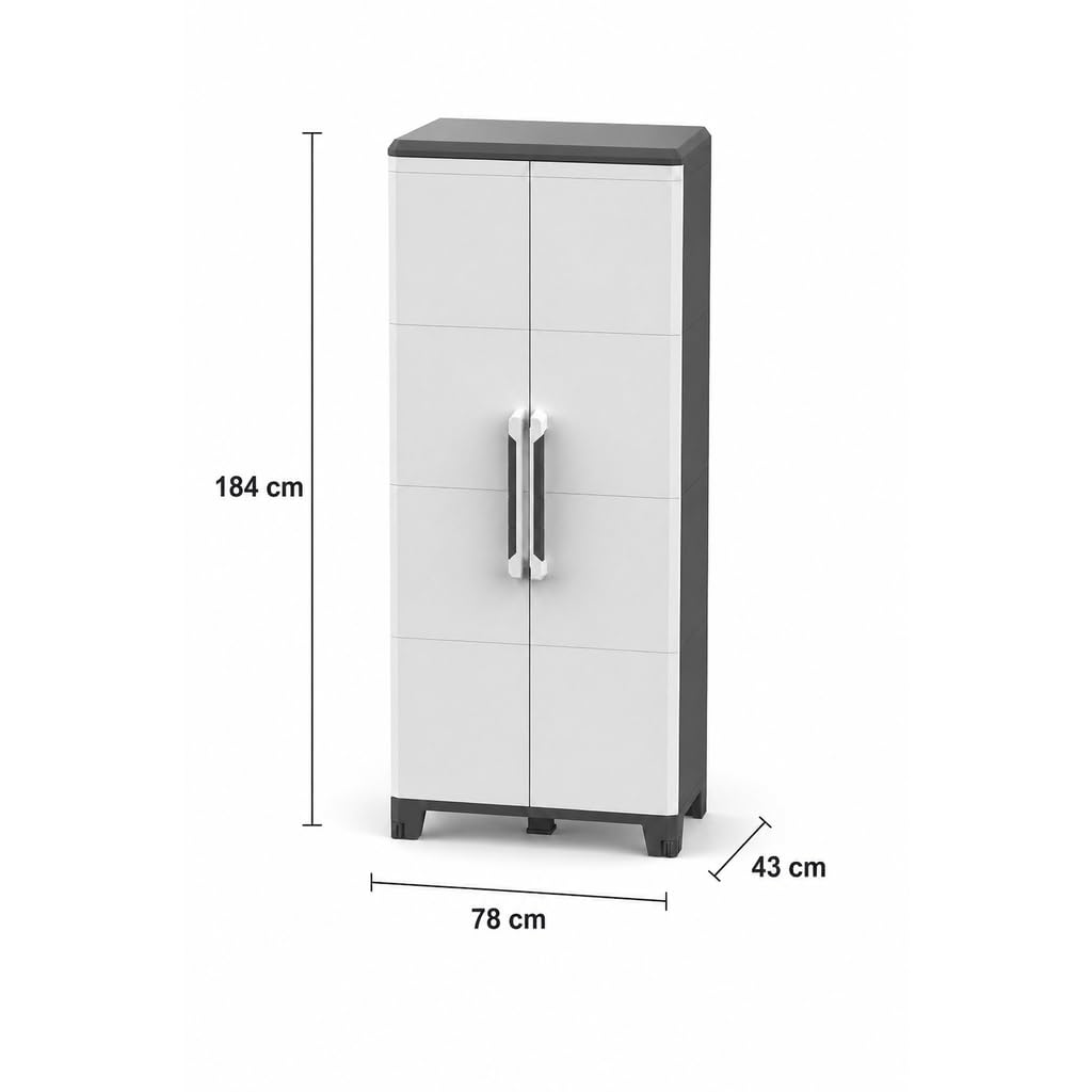 KREHER Gartenschrank Kunststoff IP43 XL abschließbare Türen Metallscharniere