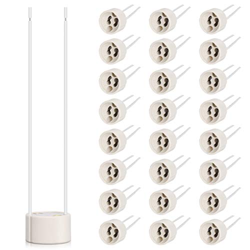 DiCUNO GU10 Wire Connector Socket, LED Light Lamp Bulb Holder, Maximum Wattage 300W, Heat Resistant up to 600°C, Fire Resistant (25-Pack)