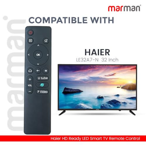 Image of marman Compatible with Haier Tv Remote Control Model LE32A7-N Suitable for Smart LED Full HD Ultra HD 4K Android Television Non Voice Command with Hotkeys - Pairing Not Required
