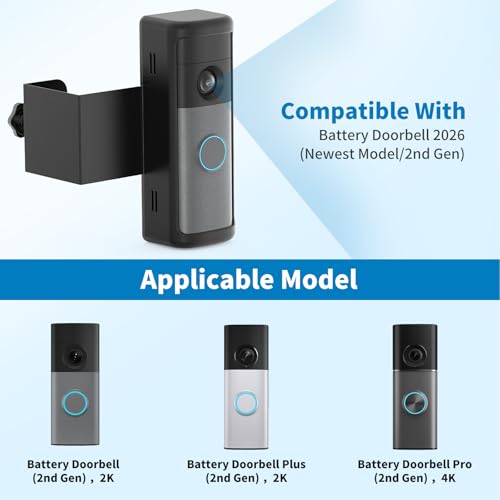 Image of Anti-Theft Ring Doorbell Mount for 2026 Newest Ring Battery /Other Doorbell /Plus /Pro (2nd Gen), No-Drill Camera Doorbell Kits, Non-Blocking Motion Sensor, Accessories for Apartment & Rental, Black