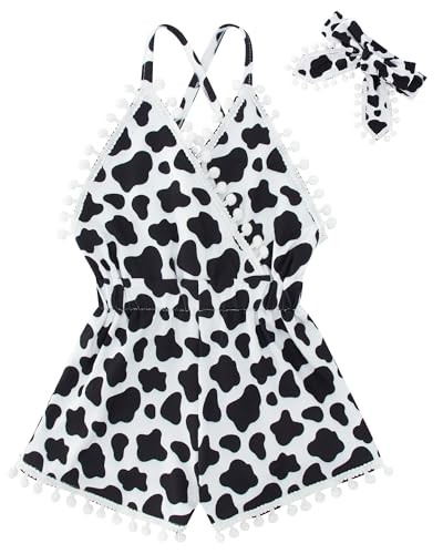Image of 6M-3T Baby Girl Backless Bodysuit Outfit Set Romper Jumpsuit with Headband