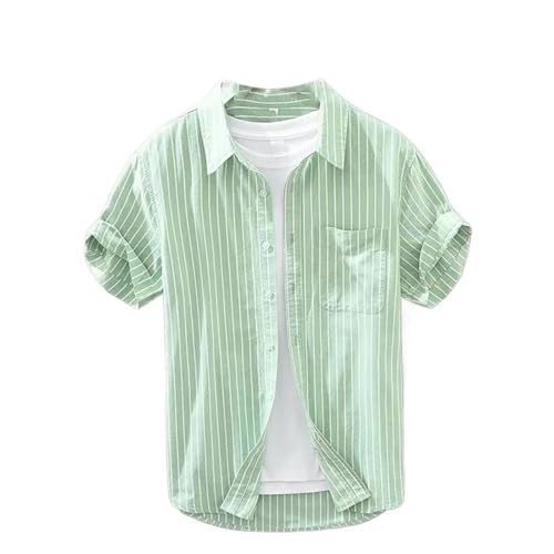 Chemise homme manches courtes rayées avec col rabattu boutonné