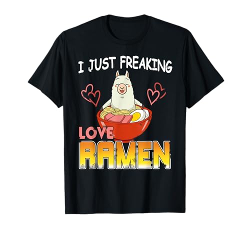 Humor de Llama Divertido Amo Deliciosos Fideos Ramen Camiseta