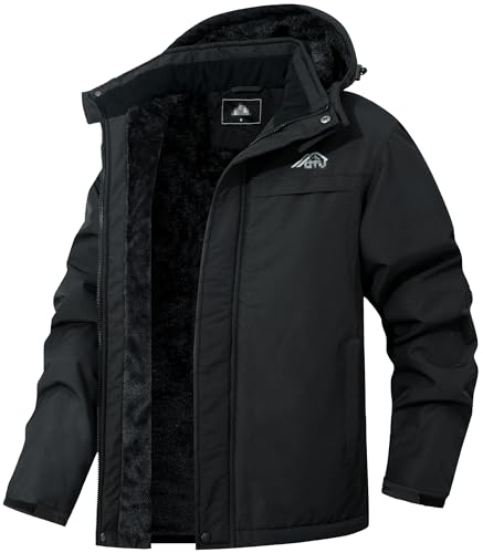 MAOYSSEN Men's Waterproof Ski Jacket Warm Winter Hooded Snowboarding Windbreaker