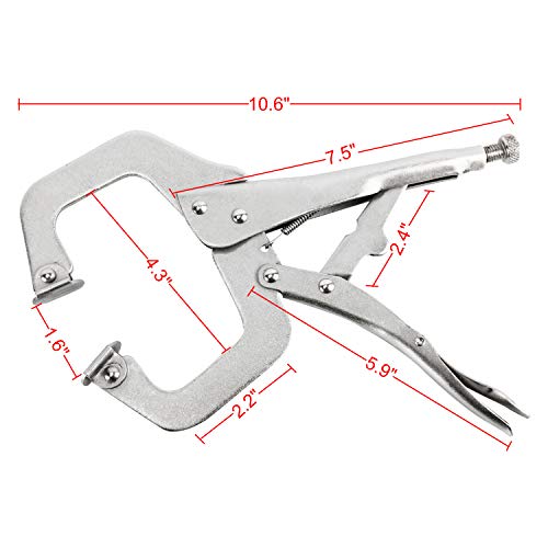 Yaegarden 11'' C Clamp Locking Pliers Adjustable Welding Clamps Locking Welding C Clamp W/Swivel Pad(5) #TOP1