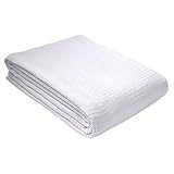 Head2Toe White Hospital/Home Thermal Snag-Free Blanket 100% Cotton Couch Throw or Quilt Twin Size 66x90 Checkerboard Pattern