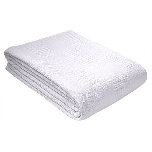 Head2Toe White Hospital/Home Thermal Snag-Free Blanket 100% Cotton Couch Throw or Quilt Twin Size 66x90 Checkerboard Pattern