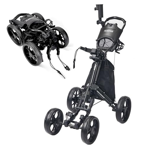 FLAGTAG Golf Push Cart 4 Wheels,Folding Golf Cart, Golf Pull cart with Cup Holder,Umbrella...