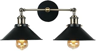MiniSun Retro Style 2 Way Antique Brass & Black Metal Adjustable Knuckle Joint Wall Light Fitting