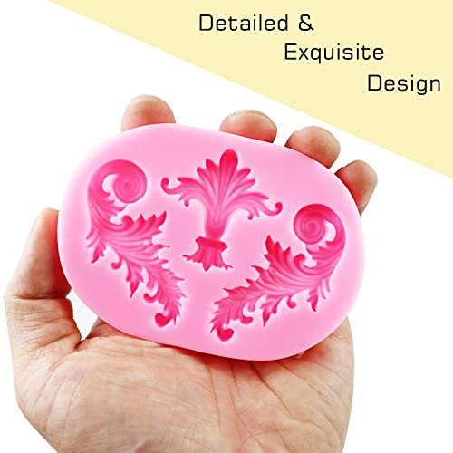 Silicone Fondant Molds, AIMEIKI 3 Pack 3D Baroque Fondant Molds Scroll Border Lace Silicone Molds Curlicues Gum Paste Candy Chocolate Molds for Birthday Wedding Party DIY Cake - Image 6