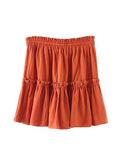 Mini saia plissada de bolinhas com babados e cordão da ChainJoy, A1 Orange, XX-Large